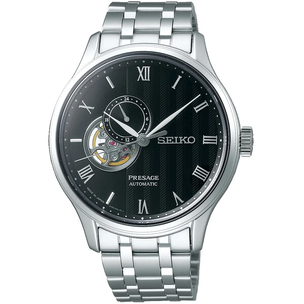 SEIKO 精工 / 4R39-00Z0D / PRESAGE 復刻 鏤空 機械錶 自動上鍊 不鏽鋼手錶 黑色 41mm 歷史價格詳細信息
