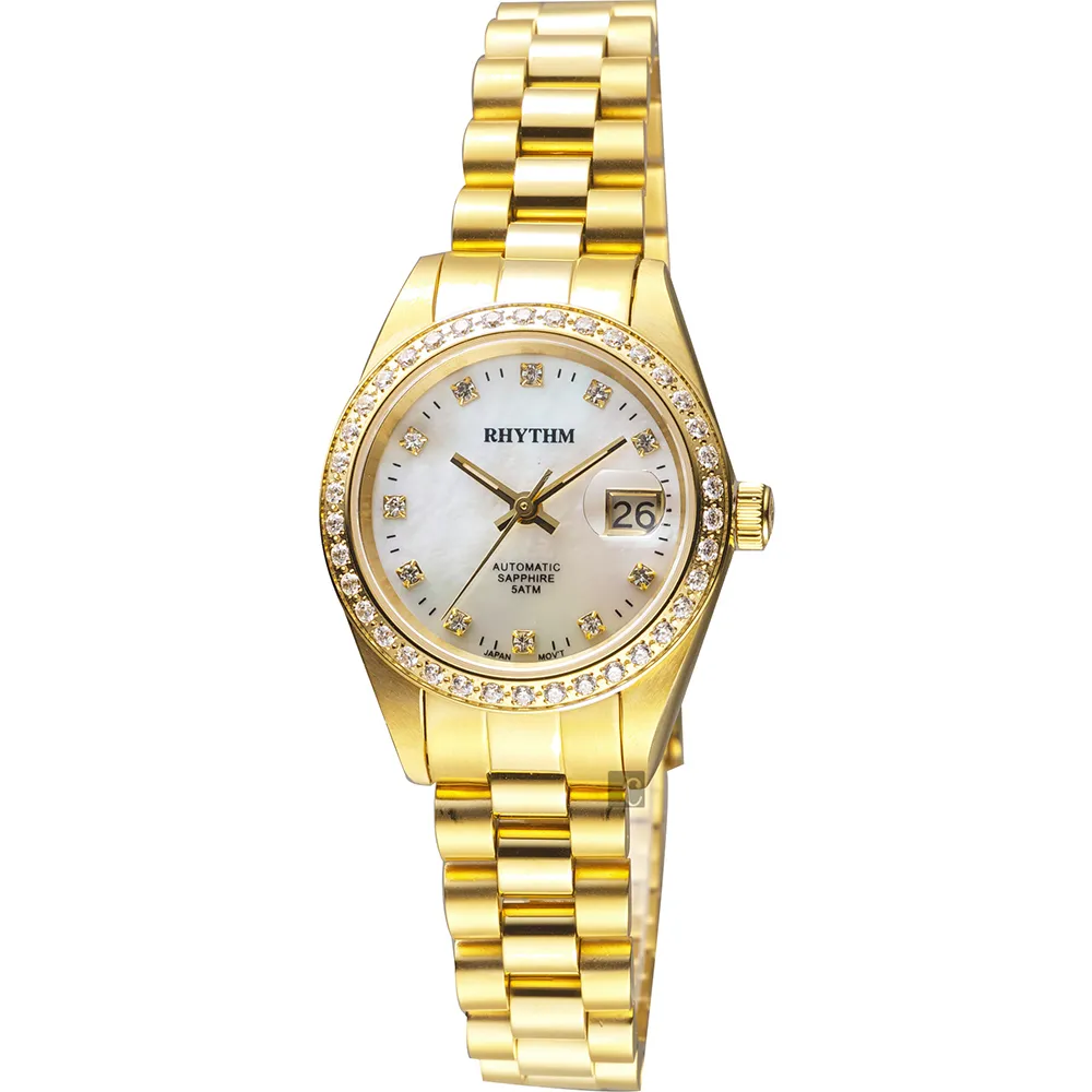 RHYTHM日本麗聲 雅仕品味日期顯示窗格自動機械腕錶-白/不鏽鋼錶帶 歷史價格詳細信息