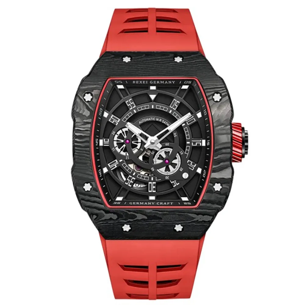 BEXEI 貝克斯 【愛時】碳纖維錶殼鏤空錶盤自動機械錶-9088 歷史價格詳細信息