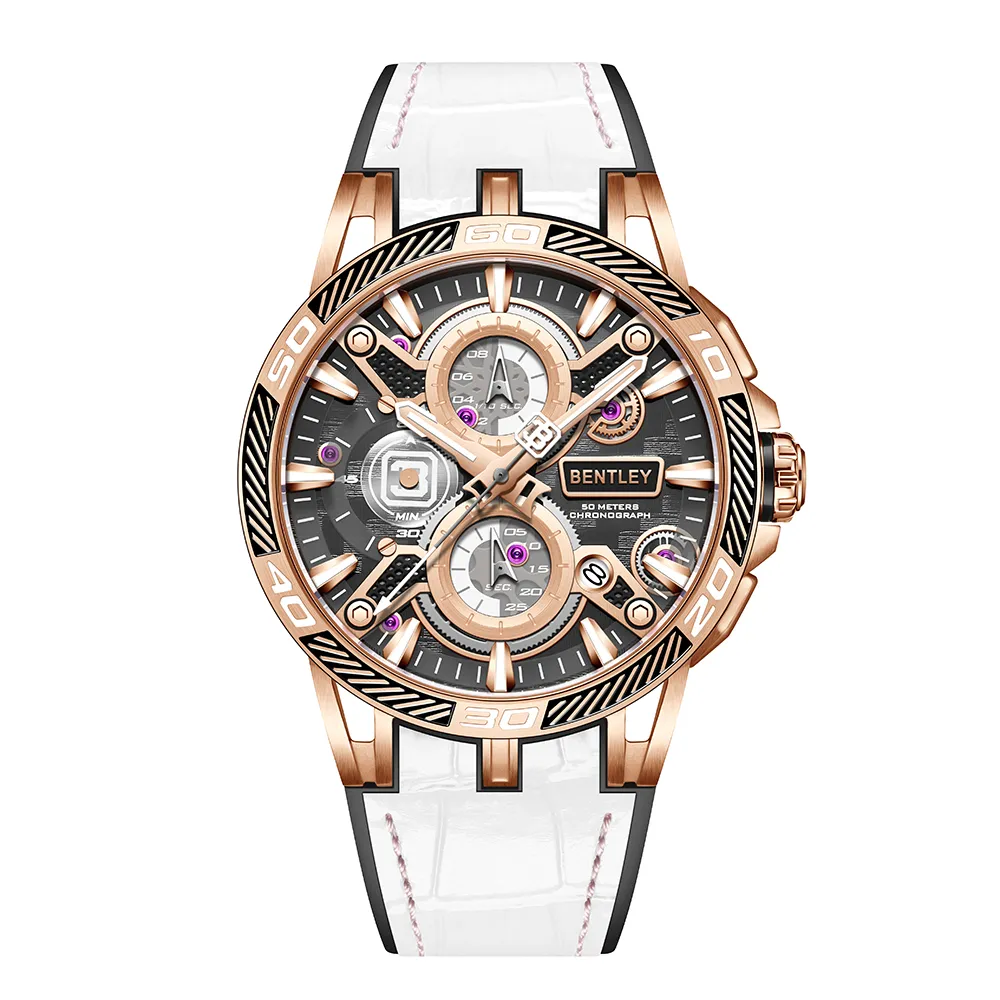 BENTLEY 賓利 THE OUROBOROS 魅影系列 BL-40 真三眼 牛皮 日期 夜光 手錶 花黃 歷史價格詳細信息