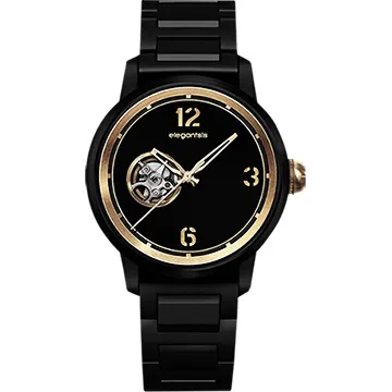 elegantsis / ELJT55A-NB03LC / 品味強勢回歸機械真皮手錶 黑x金框 44mm 歷史價格詳細信息