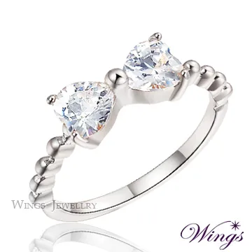 Wings 雙心蝴蝶結 戒指 抗過敏 玫瑰金 鋼戒 尾戒 歷史價格詳細信息