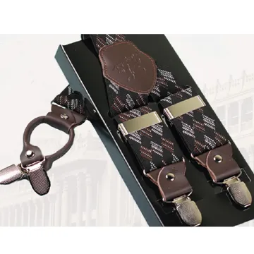 【拉福】四夾1.7cm牛皮背帶西裝吊帶(三色 可選色) 歷史價格詳細信息