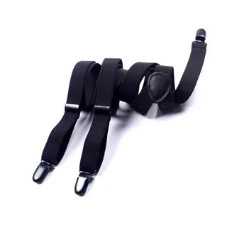 【拉福】2.5CM吊帶約翰超彈力四夾紳士吊帶(黑) 歷史價格詳細信息