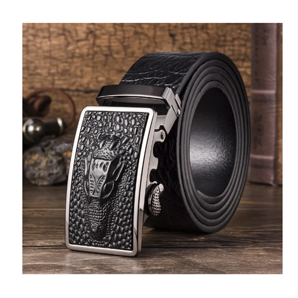 ZK2042BK頂級頭層牛皮銀鑽自動扣牛皮腰帶皮帶黑色(腰圍在22-42吋內適用) 歷史價格詳細信息