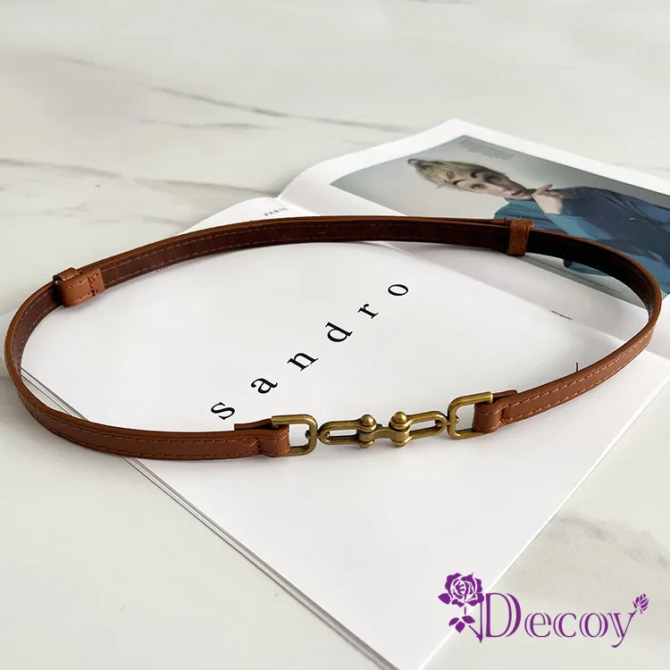 【Decoy】古銅方框＊典雅細真牛皮皮帶/咖 歷史價格詳細信息