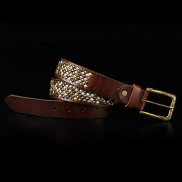 倉吉1074 龐克風鉚釘手工牛革腰帶/ 皮帶 歷史價格詳細信息