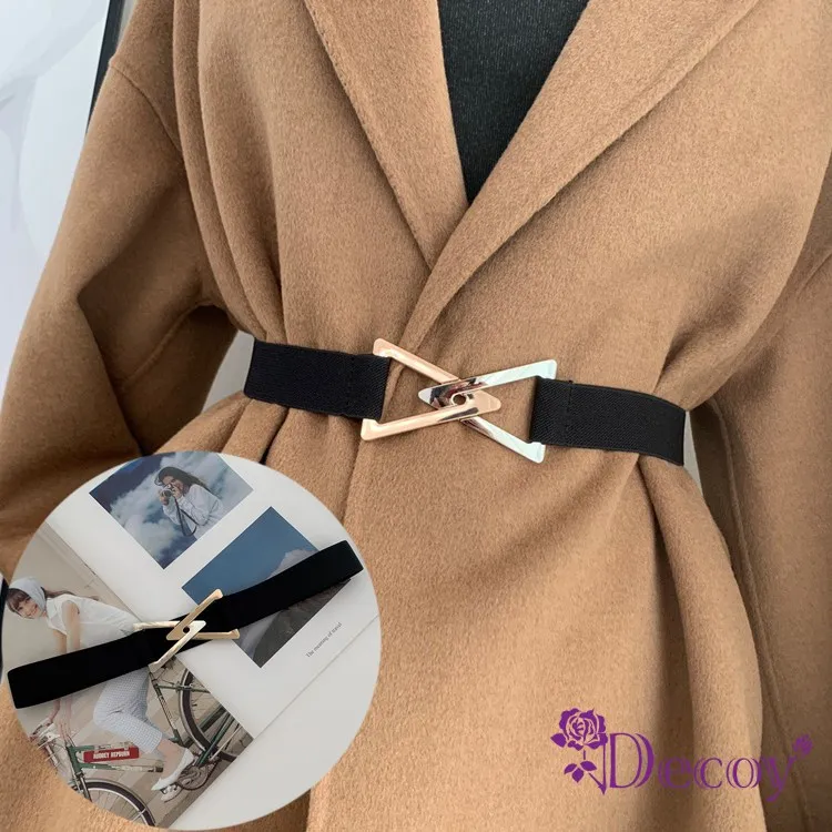 【Decoy】三角交錯＊彈性簡約伸縮腰封/黑 歷史價格詳細信息