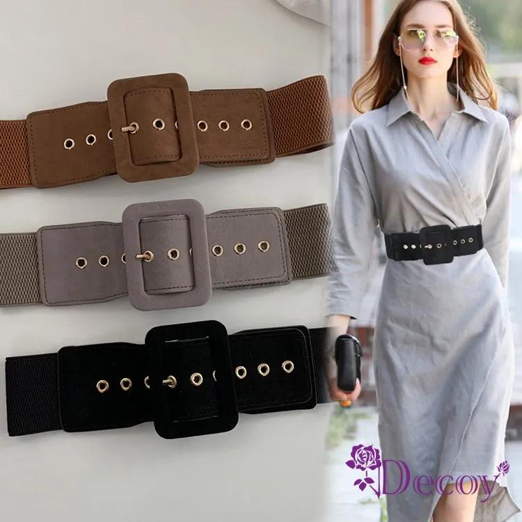 【Decoy】皮革抓皺＊C型鬆緊彈力腰封/顏色可選 歷史價格詳細信息