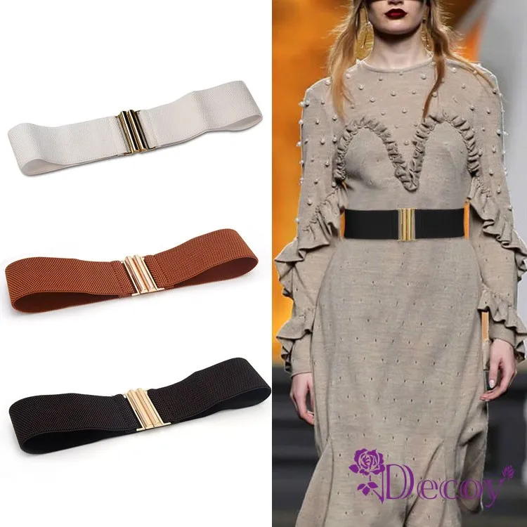 【Decoy】簡約插扣＊彈性寬版伸縮腰封/顏色可選 歷史價格詳細信息