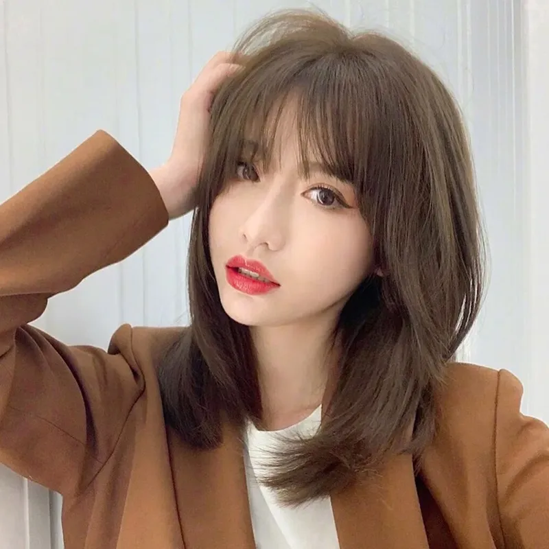 女假髮整頂真髮絲-空氣瀏海中長直髮美髮用品2色74ah25【巴黎精品】 歷史價格詳細信息