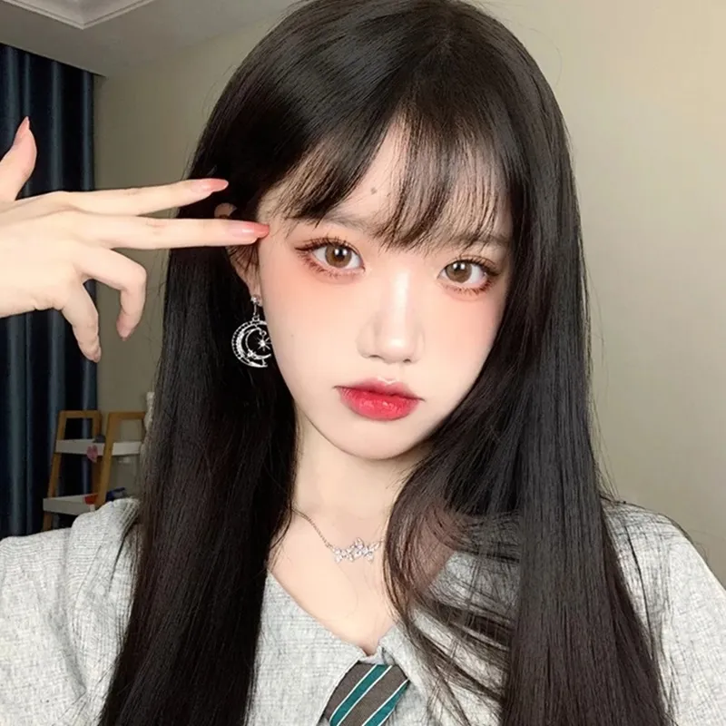 女假髮整頂真髮絲-空氣瀏海中長直髮美髮用品2色74ah25【巴黎精品】 歷史價格詳細信息