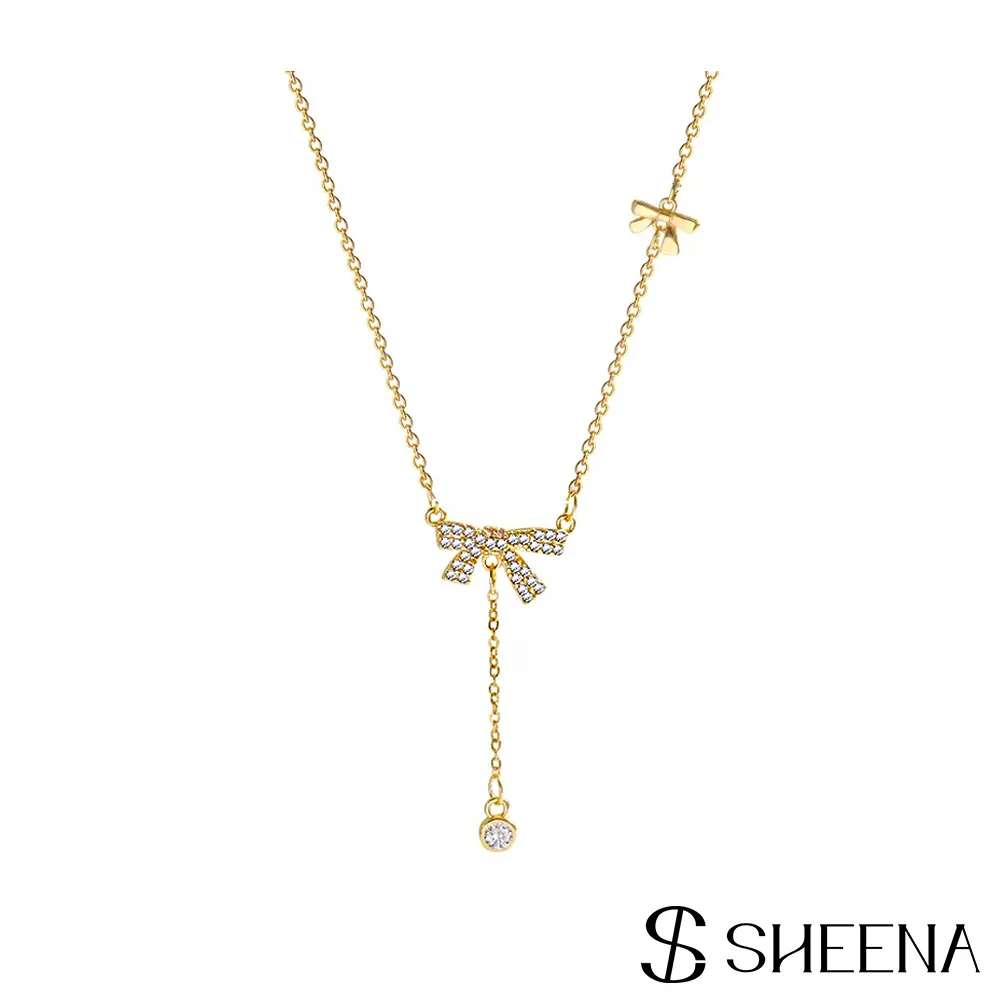 【SHEENA】蝴蝶結鋯石吊墜耳環-金 歷史價格詳細信息