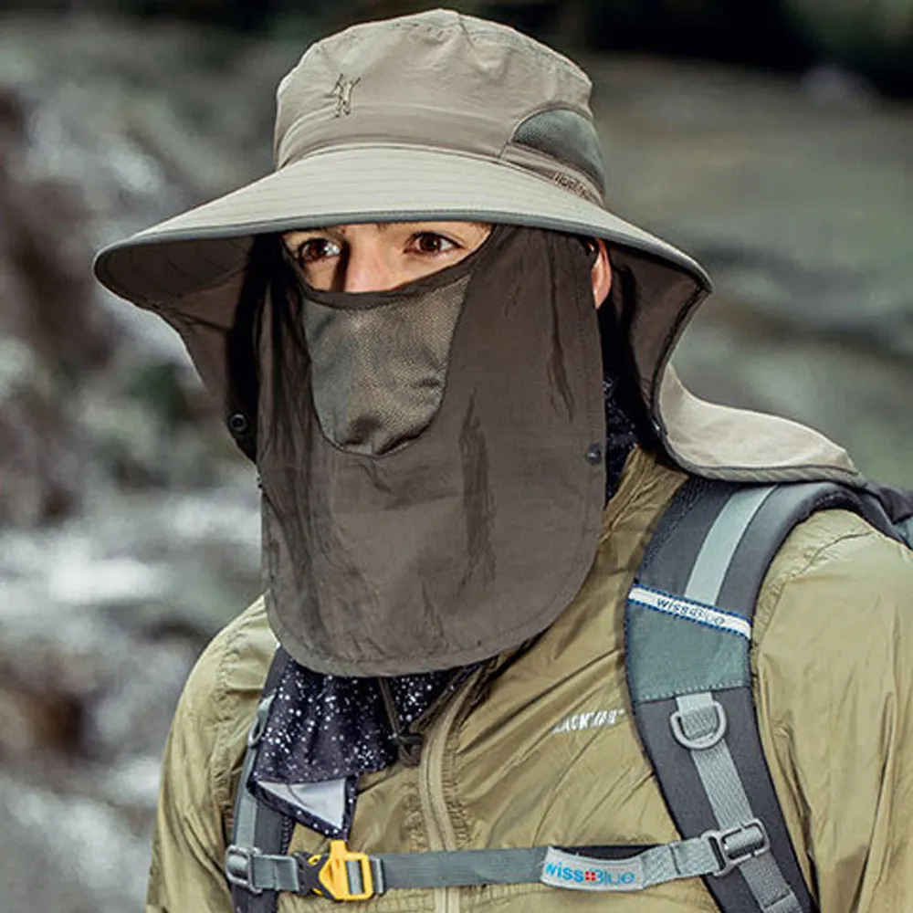 戶外釣魚登山健行遮陽漁夫帽 防曬透氣大簷帽 卡其綠 歷史價格詳細信息