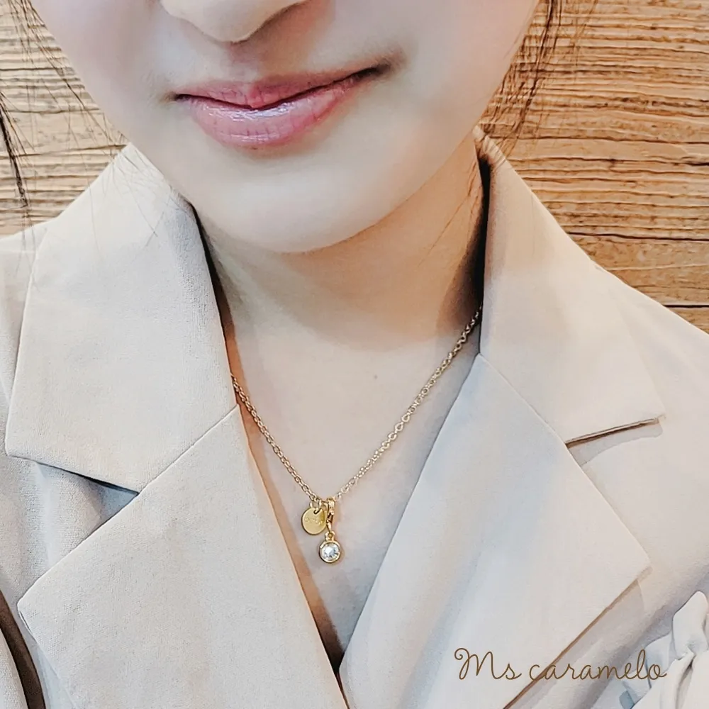 【焦糖小姐 Ms caramelo】藍水晶項鍊 10月誕生石 (K黃款) 歷史價格詳細信息