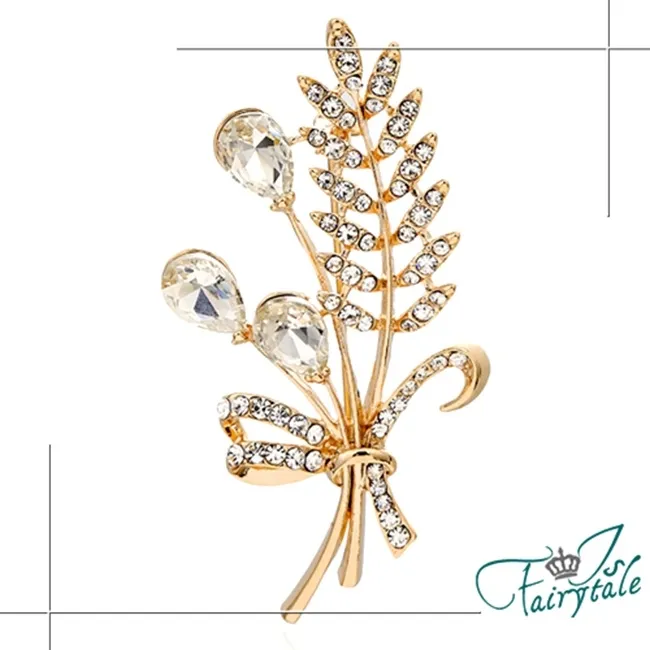 【伊飾童話】水晶鬱金香＊水鑽金繽胸針/白 歷史價格詳細信息