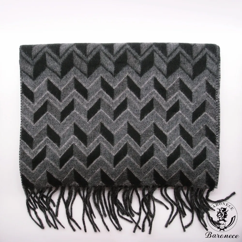 【BARONECE】經典幾何系列保暖圍巾_灰(731060-96) 歷史價格詳細信息