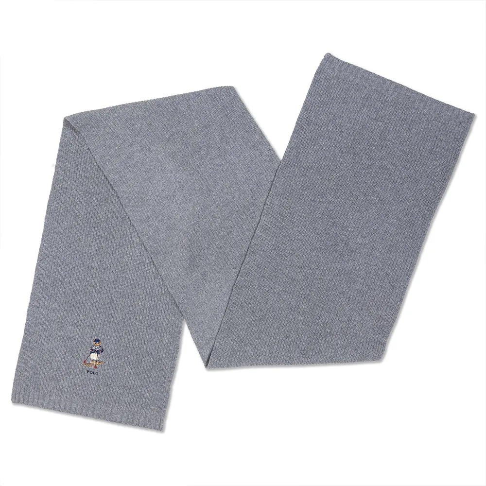 Polo Ralph Lauren RL 熱銷刺繡滑雪熊針織圍巾-灰藍色 歷史價格詳細信息