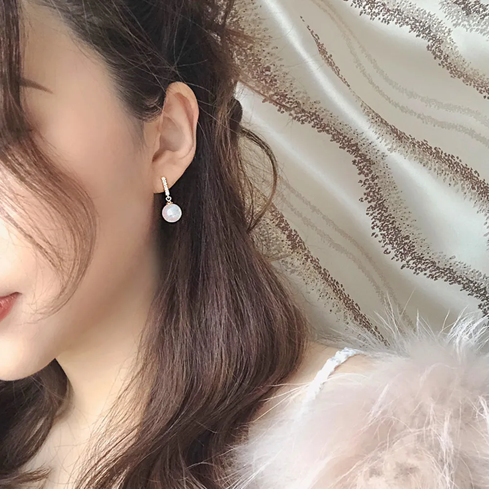 Quenby 925純銀 韓國流行方形貝殼鍍真金款耳環/耳針-黑色 歷史價格詳細信息