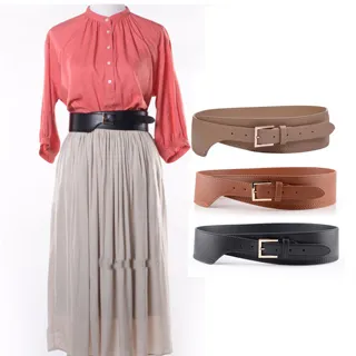 腰封 腰帶 時尚寬腰帶女裝飾毛衣風衣大衣簡約百搭黑色寬皮帶束腰外搭寬腰封 皮帶腰封-寶島百貨 歷史價格詳細信息