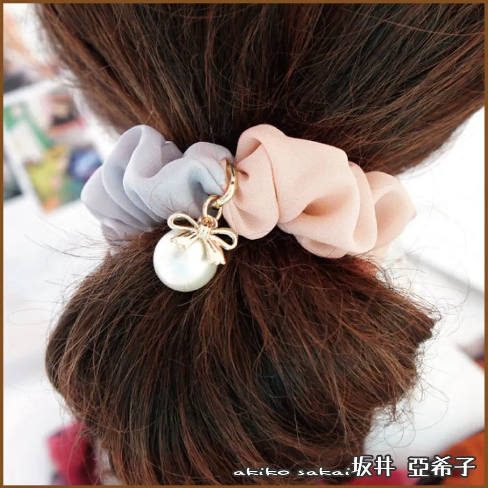 『坂井．亞希子』優雅氣質雪紡珍珠鑲鑽墜飾造型髮圈 歷史價格詳細信息