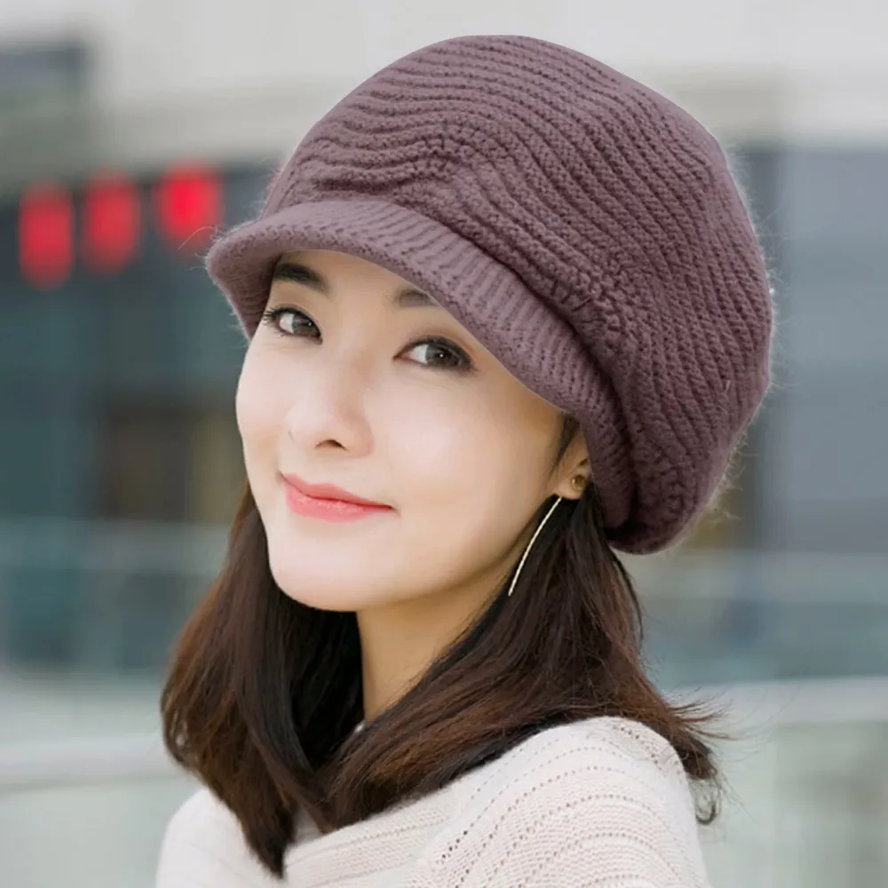 【幸福揚邑】雙層保暖護耳小顏針織鴨舌貝蕾帽小臉兔毛線帽-粉紅 歷史價格詳細信息