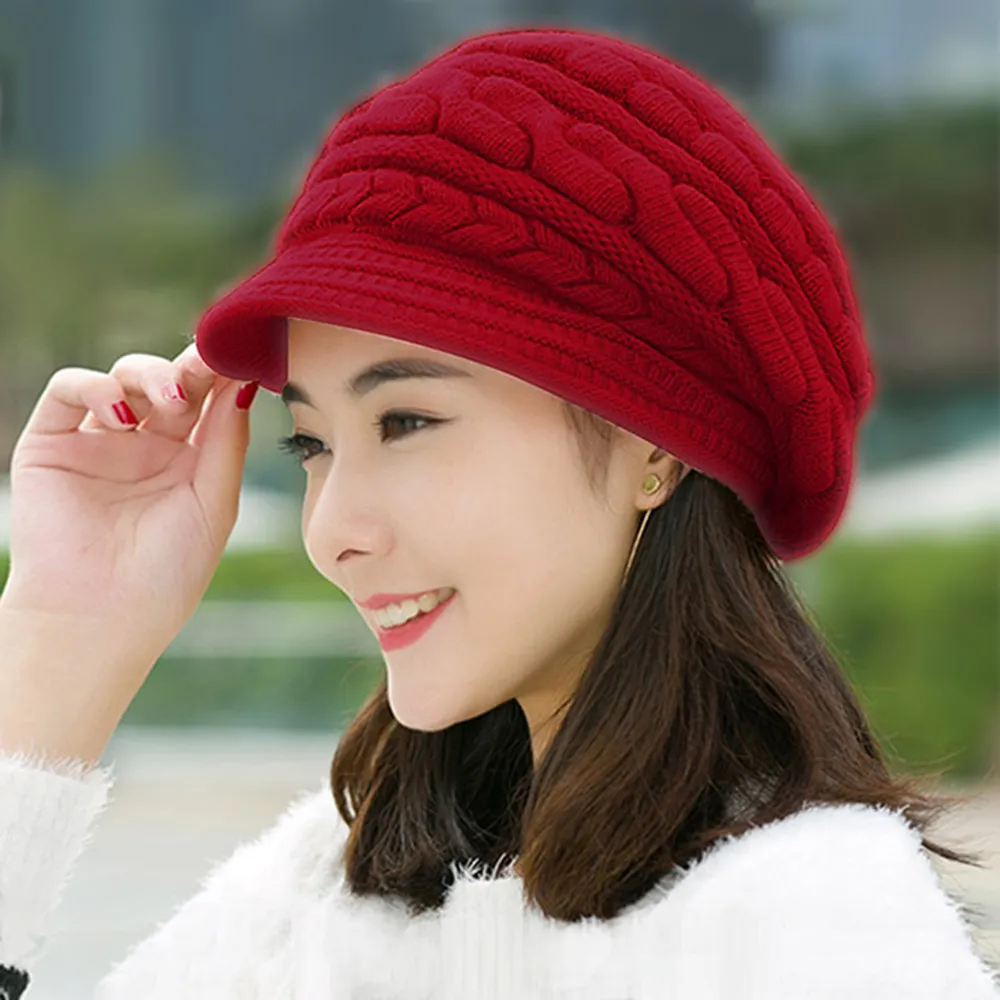 【幸福揚邑】麻花針織毛線帽防風保暖加絨貝蕾帽兔毛帽-灰 歷史價格詳細信息