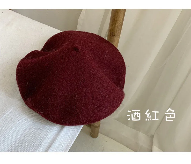 春季純色羊毛貝雷帽女小頭圍52cm日系百搭英倫復古頭小號畫家帽子 歷史價格詳細信息