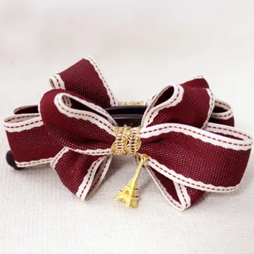 ●ECO安珂●【E6-790】跳躍馬賽克蝴蝶結綴毛線織方彩色方塊髮夾/香蕉夾 歷史價格詳細信息