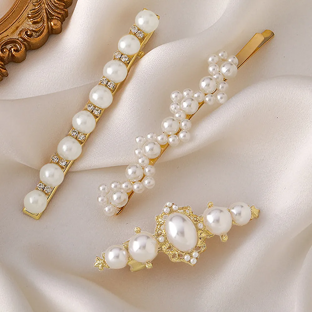 韓國珍珠花朵一字彈簧髮夾髮夾後腦勺盤髮法式仙女小橫夾成人復古 歷史價格詳細信息