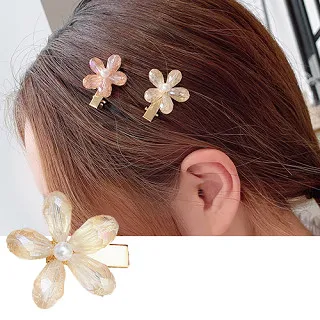 Charme 韓國流行 閃亮水鑽三顆仿珠造型小抓夾 歷史價格詳細信息