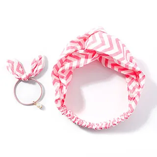 UNICO 韓版 新款粉綠色小鴨交叉髮帶+髮圈2入組 歷史價格詳細信息