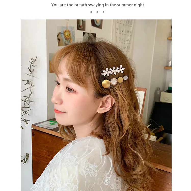 韓版甜美氣質珍珠一字夾髮夾瀏海夾邊夾3件組髮飾 42-10031【小品館】 歷史價格詳細信息