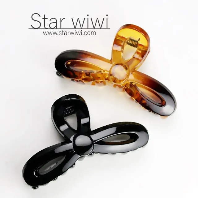 【Star wiwi】時尚蝴蝶結造型抓夾《2入組》《琥珀棕色》 ( 髮飾 髮夾 鯊魚夾 ) 歷史價格詳細信息