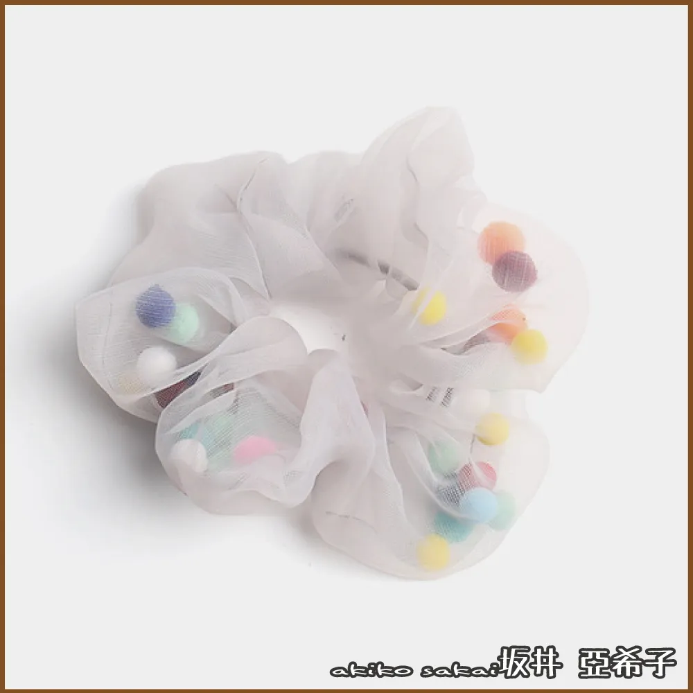『坂井．亞希子』日系甜美清新網紗球球造型髮圈 歷史價格詳細信息