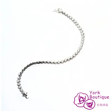 【約克精品】纏綿方晶鋯石純銀包銠白金手鍊(八心八箭) 歷史價格詳細信息