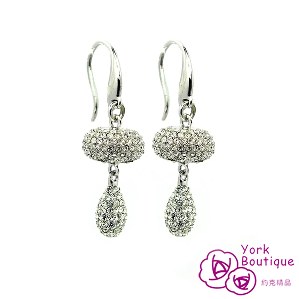 【約克精品】閃耀星空施華洛世奇元素晶鑽包銠金鈦金屬針式耳環(SGS認證) 歷史價格詳細信息