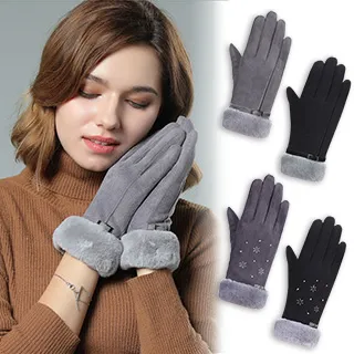 【幸福揚邑】麂皮加絨雪地保暖防風機車觸控手套-雪花 歷史價格詳細信息