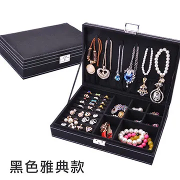 絨布首飾盒歐式實木多層首飾盒帶鏡子小首飾抽屜式防塵收納盒子 歷史價格詳細信息