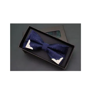 【拉福】金屬銀絲點點領結新郎結婚領結糾糾(兒童) 歷史價格詳細信息