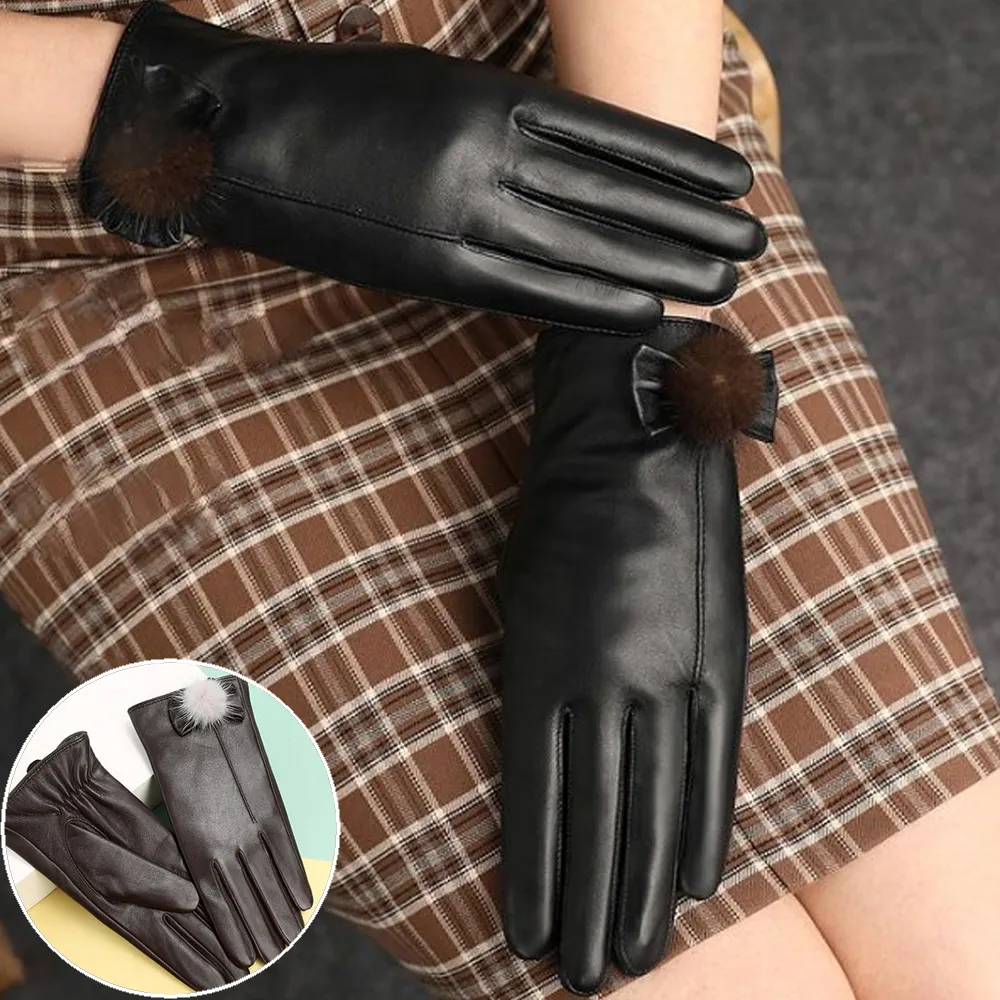 seoul show首爾秀 小羊皮兔毛拼接縫線造型加絨手套 歷史價格詳細信息