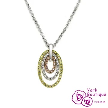 【約克精品】環繞情施華洛元素晶鑽方晶鋯石包銠金項鍊(SGS認證) 歷史價格詳細信息