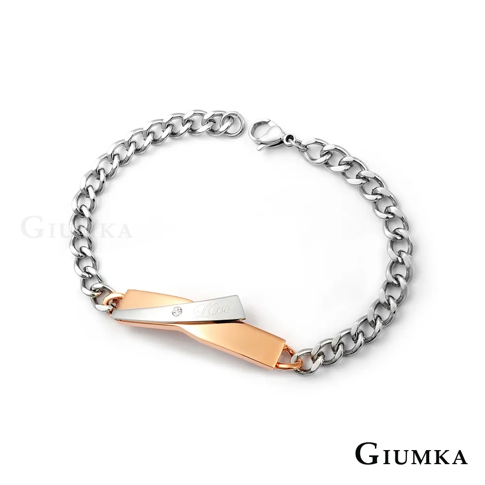 【GIUMKA】捍衛愛情情人鋼手鍊 黑+玫 MB468 歷史價格詳細信息