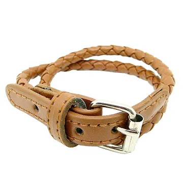 【Charme】 個性時尚皮質編織皮带樣式手鍊 卡其色 歷史價格詳細信息