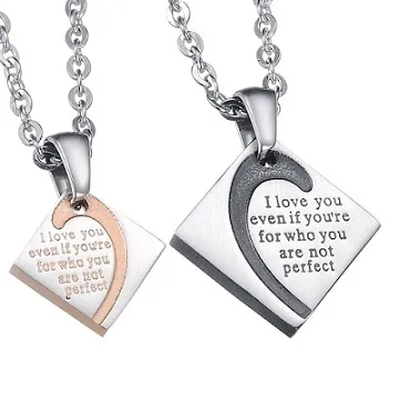 【Charme】316L鋼 心鑽 時尚情人對鍊   男生款 歷史價格詳細信息