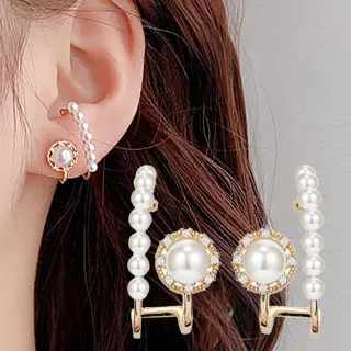 Charme 韓國流行時尚 水晶鑽鍊條不對稱設計耳骨夾耳環 金色 歷史價格詳細信息