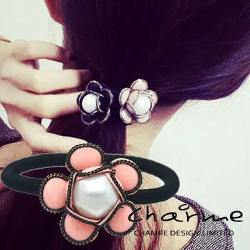 Charme 韓國新品 山茶花大珍珠髮圈 粉色 歷史價格詳細信息