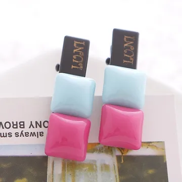 Charme 可愛童趣風方型巧克豆豆撞色造型鴨嘴夾B10 歷史價格詳細信息