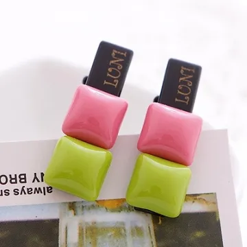 Charme 可愛童趣風方型巧克豆豆撞色造型鴨嘴夾B10 歷史價格詳細信息