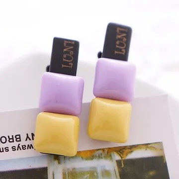 Charme 可愛童趣風方型巧克豆豆撞色造型鴨嘴夾B10 歷史價格詳細信息